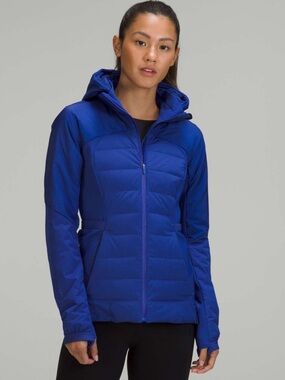 lululemon athletica insulated hooded puffer jacket - psychic blue 6